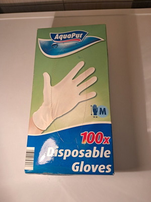 AquaPur Disposable Gloves box of 100, size M, new