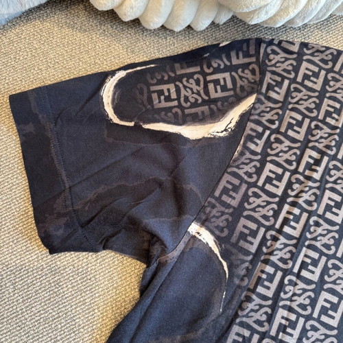 Fendi Roma T-shirt used, size L, cotton, black-brown