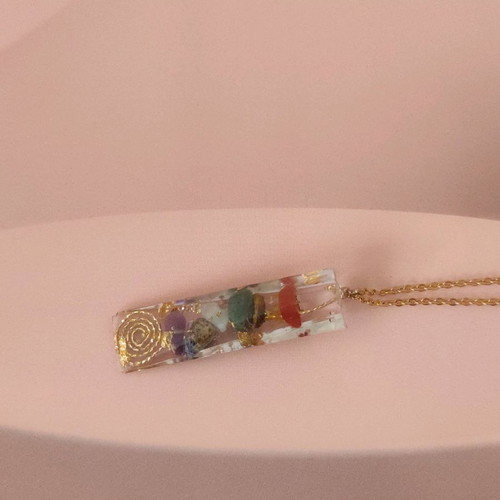 2 in 1 steel necklace with pendulum crystal & chakra