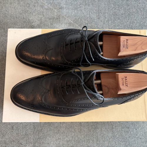 Bally Scribe Adrem 6p Black Calf Handmade Shoes size 42 like new