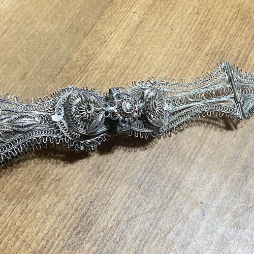 Silver filigree belt handmade used 18th - 19th century
