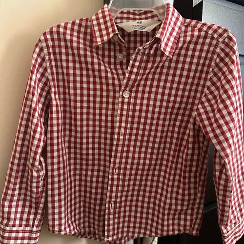H&M Checked Kids Shirt like new, red/white, 98 cm, 2-3 years