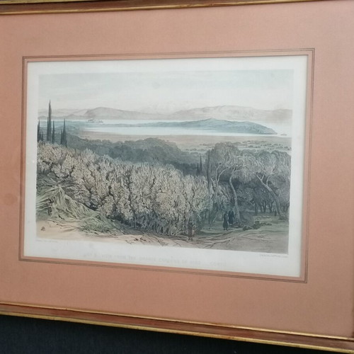 Corfu Lithograph by Edward Lear used, framed 58x46cm