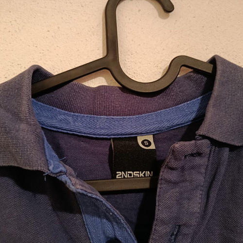 2nd Skin men's polo shirt used, size S, blue and brown