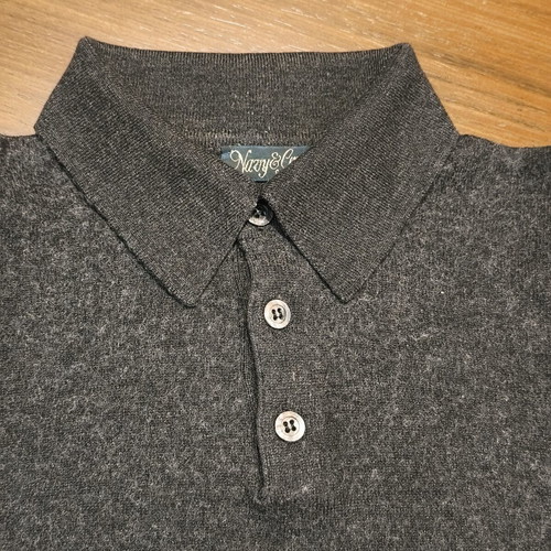 Navy & Green knitted polo shirt medium size gray like new