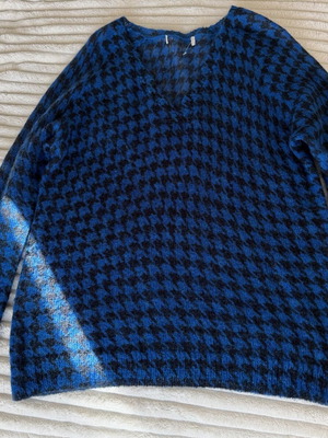 Michael Kors woman houndstooth mohair blend sweater size L new, blue
