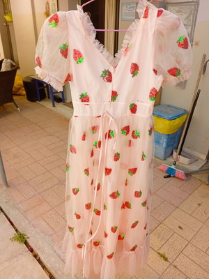 Dress Small pink with strawberry sequin details new