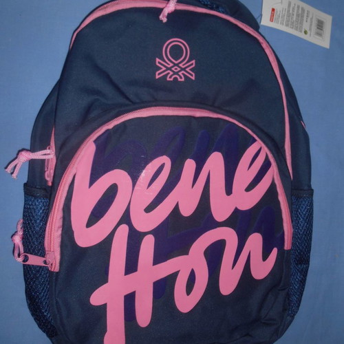 Benetton school backpack blue - pink new