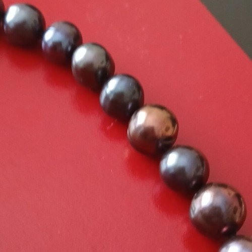 Necklace with natural black pearls 1 mm, gold-plated clasp, new