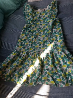 Orchestra cotton dress used for 6 years old, white and green