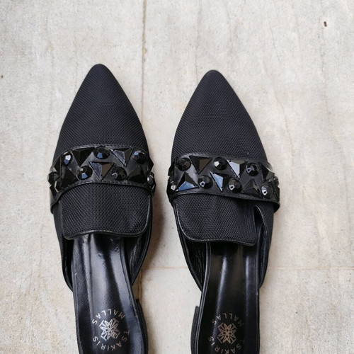 Tsakiris Mallas pointed-toe low heel slip-on mules like new size 38 black