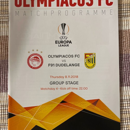 Olympiacos Dudelange match programme like new, Europa League 2018
