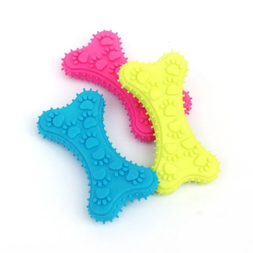 Dog toy new, hard rubber bone blue