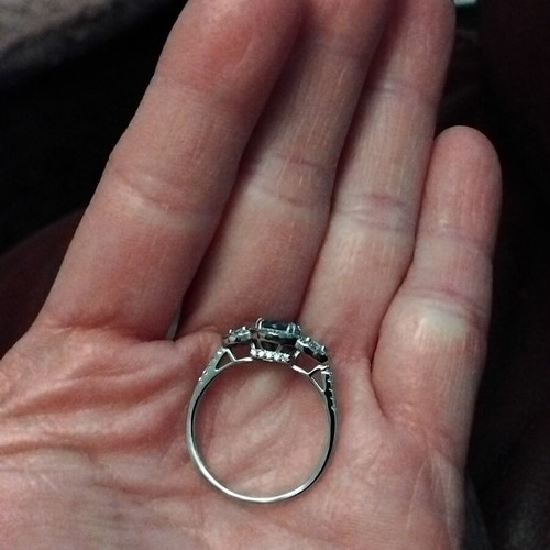 Sky Blue Zirconia Silver Ring Size 9 New