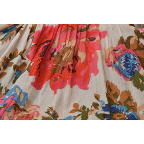 Antica Sartoria tunic blouse top with embroidery, cold shoulders and pom poms, multicolor, very good condition