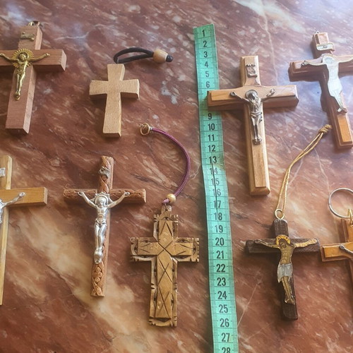 Wooden crosses set, pack of 9