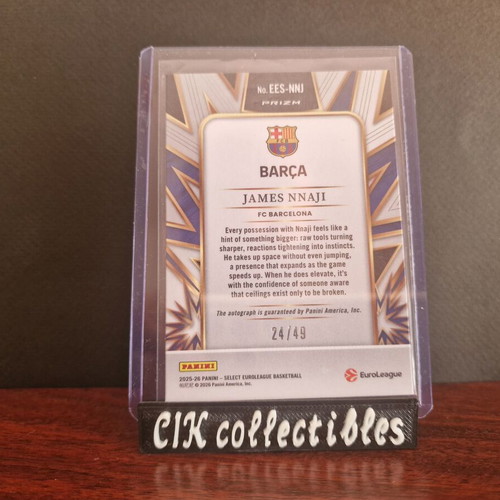 Panini Euroleague Select Barcelona James Nnaji auto /49 card new