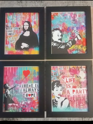 Σετ 4 καδράκια Pop Art σε καμβά σαν καινούργιο