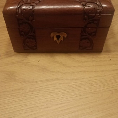 Vintage jewelry box and buttons wooden chest new brown