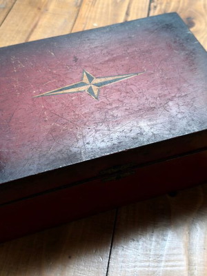 Vintage Decorative Wooden Jewelry Box with Starburst Design