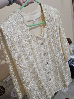 Vintage lace jacket top like new, beige champagne