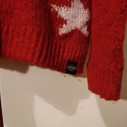 Superdry wool Christmas sweater used, red, size M