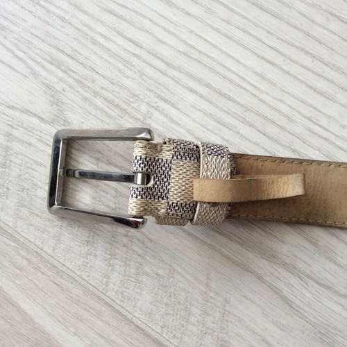 Louis Vuitton Damier Azur leather belt used, size 40/100, gray