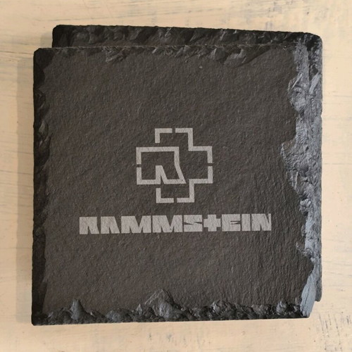 Stone coasters set of 4 new slate with Rammstein design 10x10cm