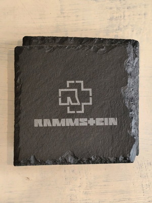 Stone coasters set of 4 new slate with Rammstein design 10x10cm