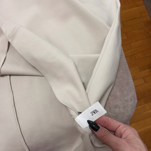Zara set beige with asymmetrical turtleneck blouse and pants like new
