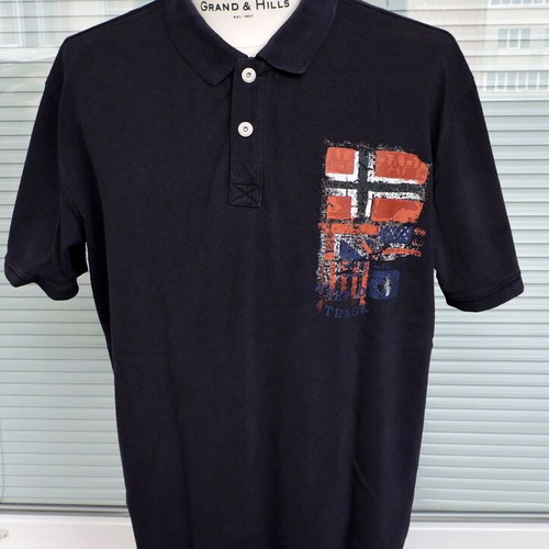 Napapijri Geographic Vintage Navy Blue Polo Shirt Men's XL like new