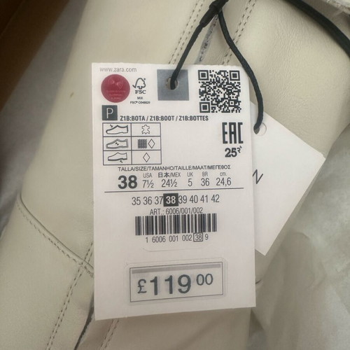 Μπότες Zara Overknee λευκές καινούργιες από γνήσιο δέρμα μέγεθος 38