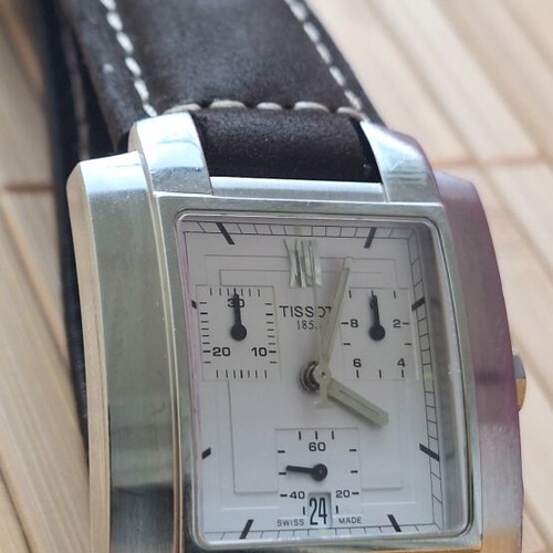 Tissot TXL Quadrato Chronograph Tank watch used, sapphire crystal, stainless steel
