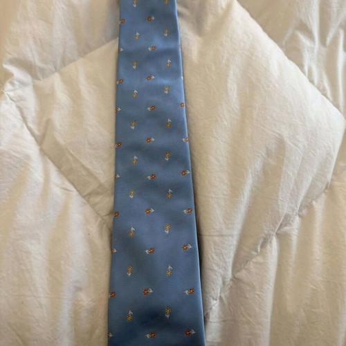 Dur silk tie like new, turquoise with floral pattern