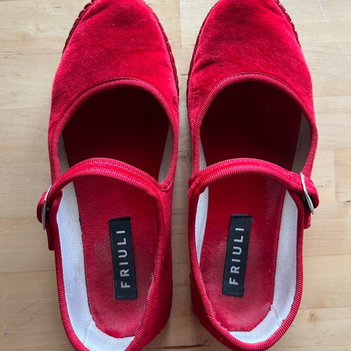 Friuli red velour ballerinas used size 36