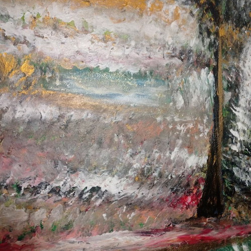 Painting Spring Landscape with Girl new 70x90