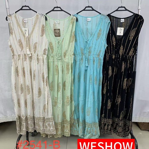 Indian sleeveless dress new, one size, multicolor