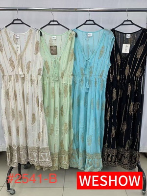 Indian sleeveless dress new, one size, multicolor