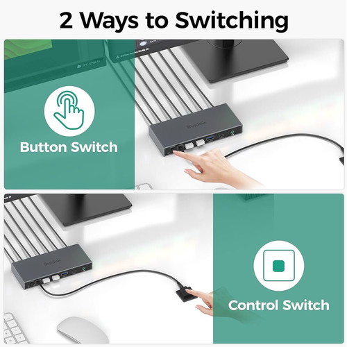 Suidek 2-in 2-out 4K@60Hz DisplayPort KVM switch with USB 3.0 ports new