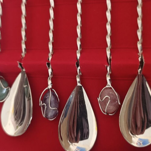 Vintage cutlery set Mondial Brazil with semi-precious stones new