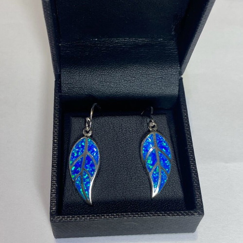 Silver leaf earrings 925 with opalite new
