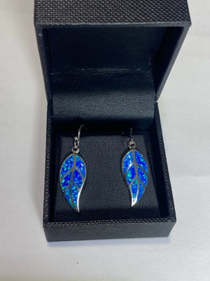 Silver leaf earrings 925 with opalite new