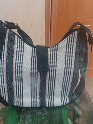 Black women's shoulder bag with white details, new