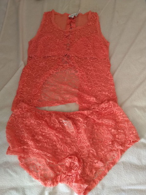 Yamamay baby doll από ελαστική δαντέλα σε πορτοκαλί, μέγεθος L