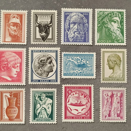 Ancient Art A' Complete Stamp Series 1954 new, unsealed with hinge