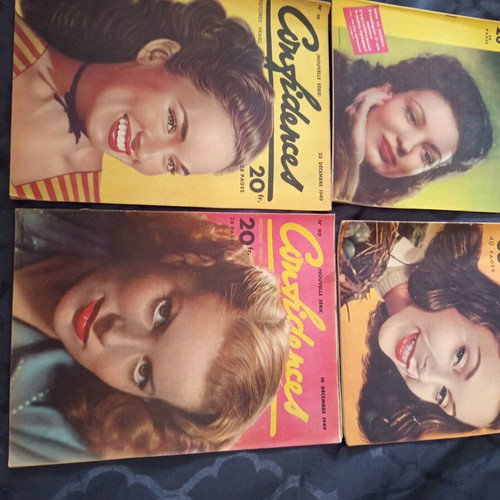 French magazines Confidences 1949-1950 like new, set of 4