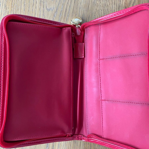 Rochas wallet used, rectangular with card and coin holder, red