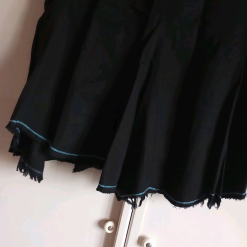Midi Black Skirt Gaudì with Blue Stitching & Grunge/Raw Finish - Style & Statement