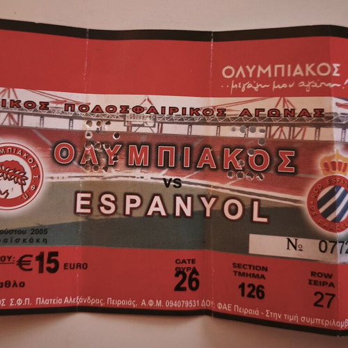 Olympiakos Espanyol 2005 Ticket used
