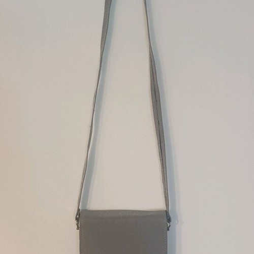 Grey silver crossbody bag like new, shiny metallic finish
